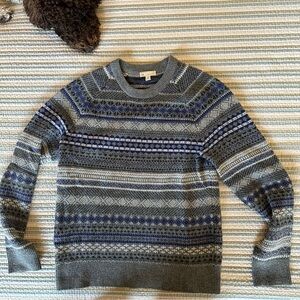 GAP Men's Gray and Blue Knit Sweater